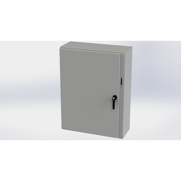 3 Point Latch with Padlock Handle Electrical Enclosures, 42 in H, 12 in D, 31.38 in W, Carbon Steel